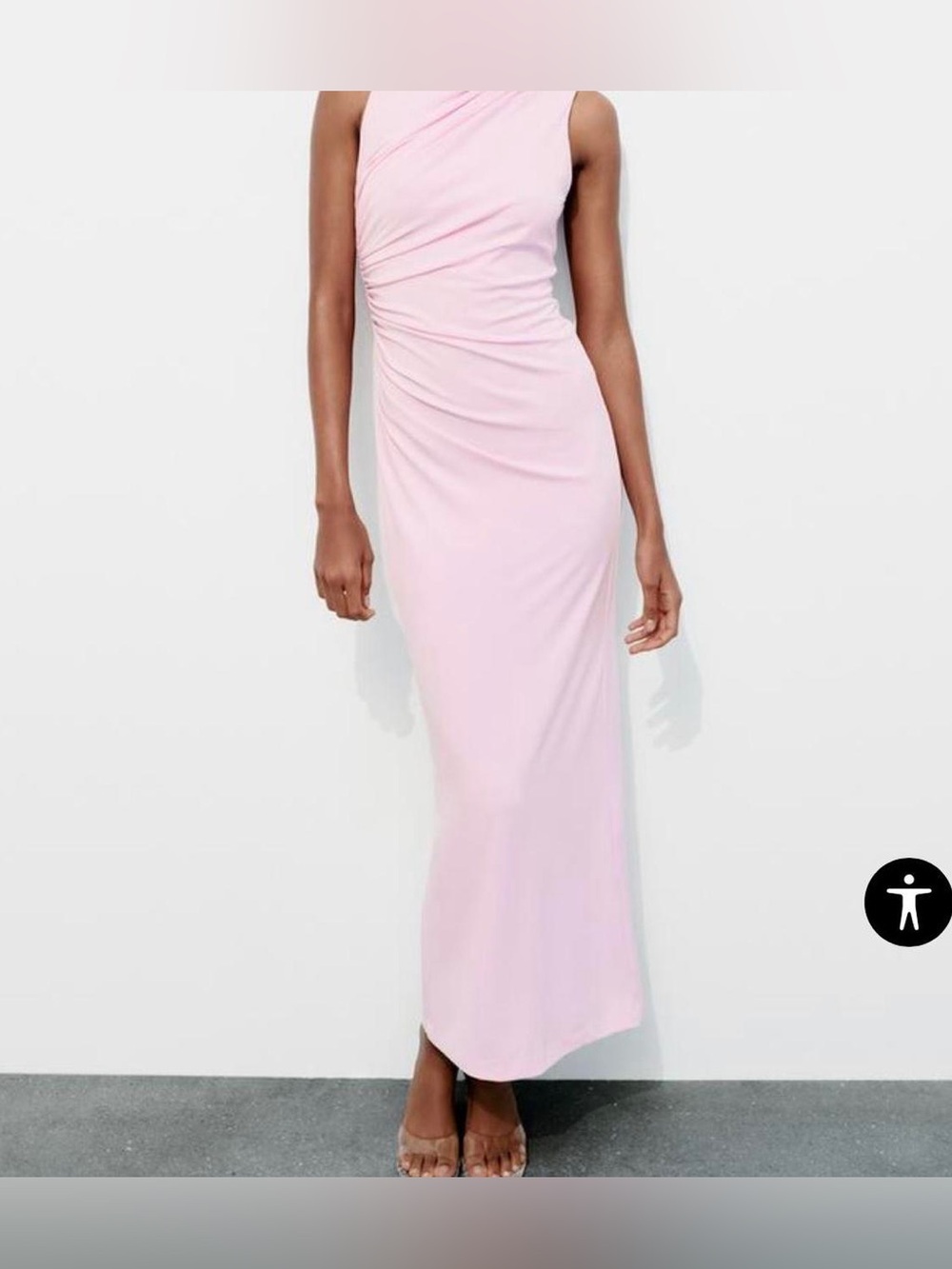 Zara New with Tags Sleeveless One-Shoulder Pink Maxi Dress